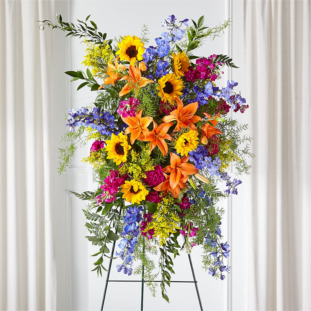 Sunlit Memories Standing Spray (Standard) – Fleuriste Ampleman Florist Enr, Chateauguay PQ