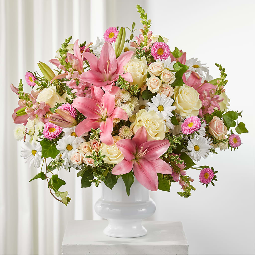 Empathetic Blooms Urn Arrangement – Fleuriste Ampleman Florist Enr, Chateauguay PQ