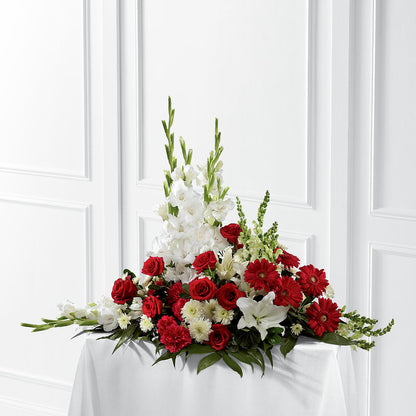 Crimson & White Arrangement –  Fleuriste Ampleman Florist Enr, Chateauguay PQ
